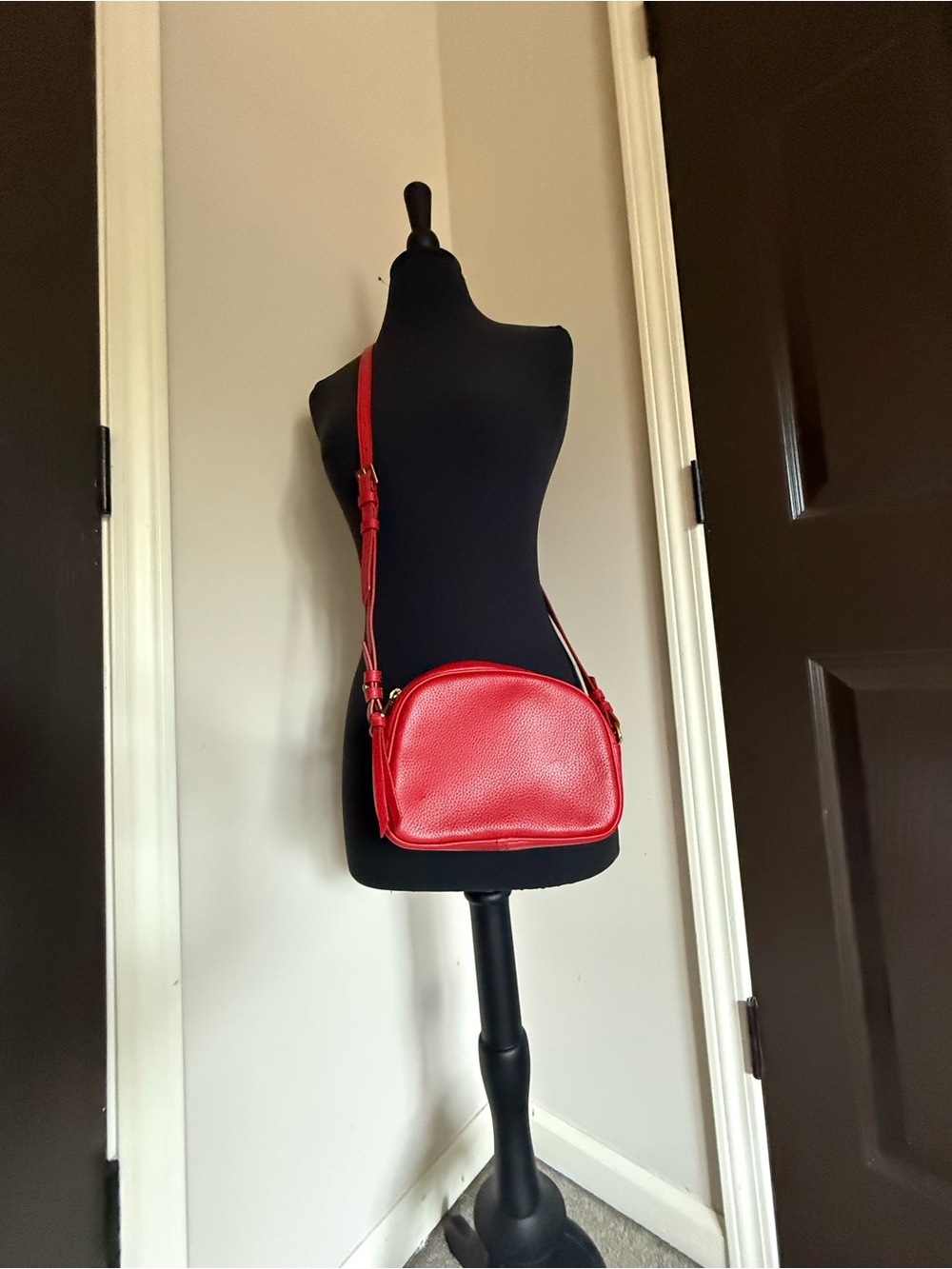 J. Crew Red Pebbled Leather Dome Crossbody NEW